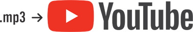 image showing .mp3 with an arrow pointing to the YouTube logo 